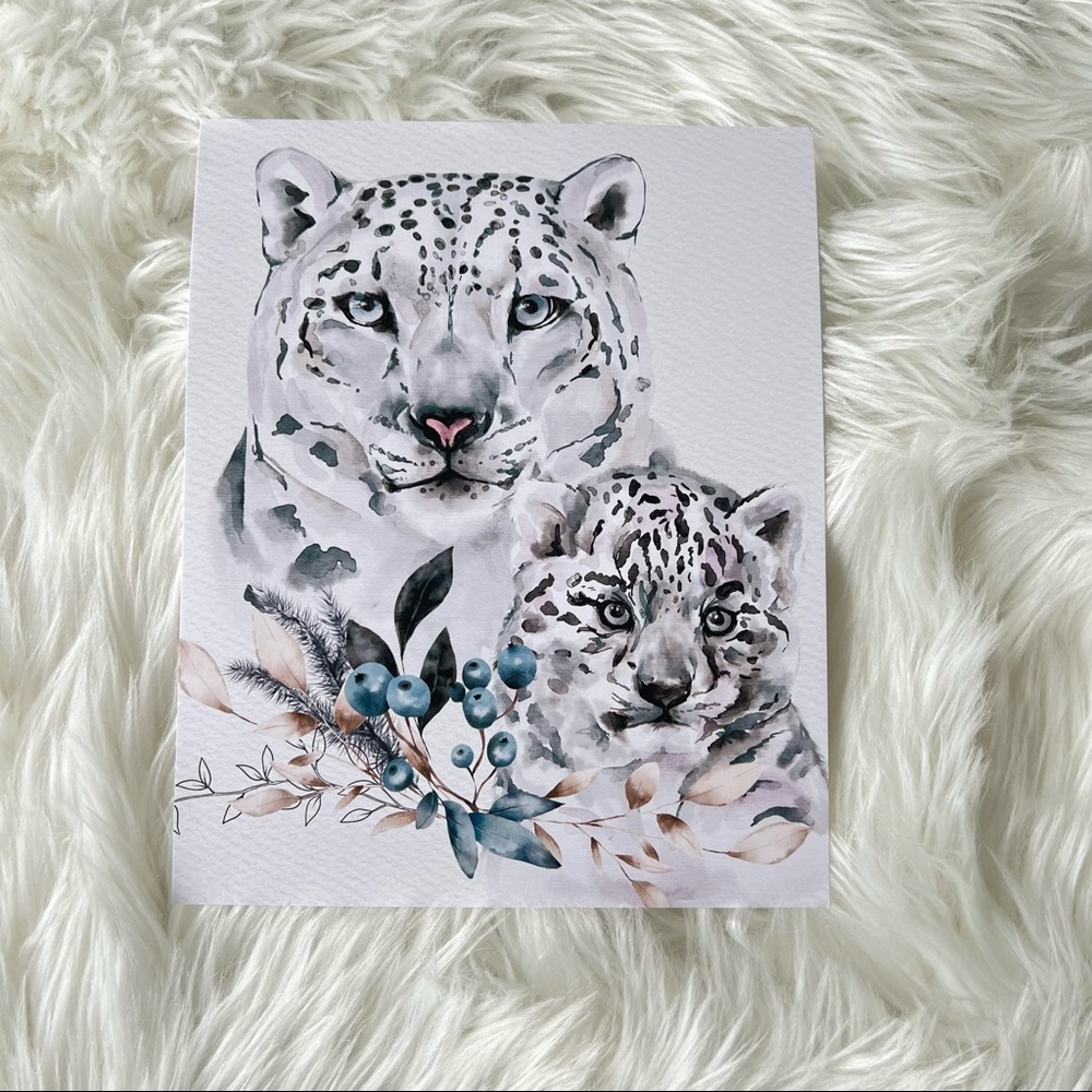 Wall Art Print Watercolor Snow Leopard Arctic Poster Unframed - Picture 7 of 12
